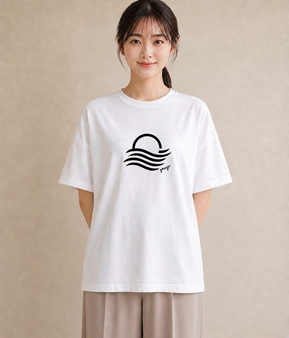 半袖Tシャツ レディース 海 リゾート 夏 イラスト カジュアル 旅行 母娘コーデ 白T YMAZO