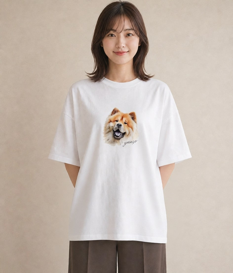 グラフィックTシャツ レディース 柴犬 しばいぬ 犬 いぬ イラスト シンプル ルームウェア ギフト 白T YMAZO