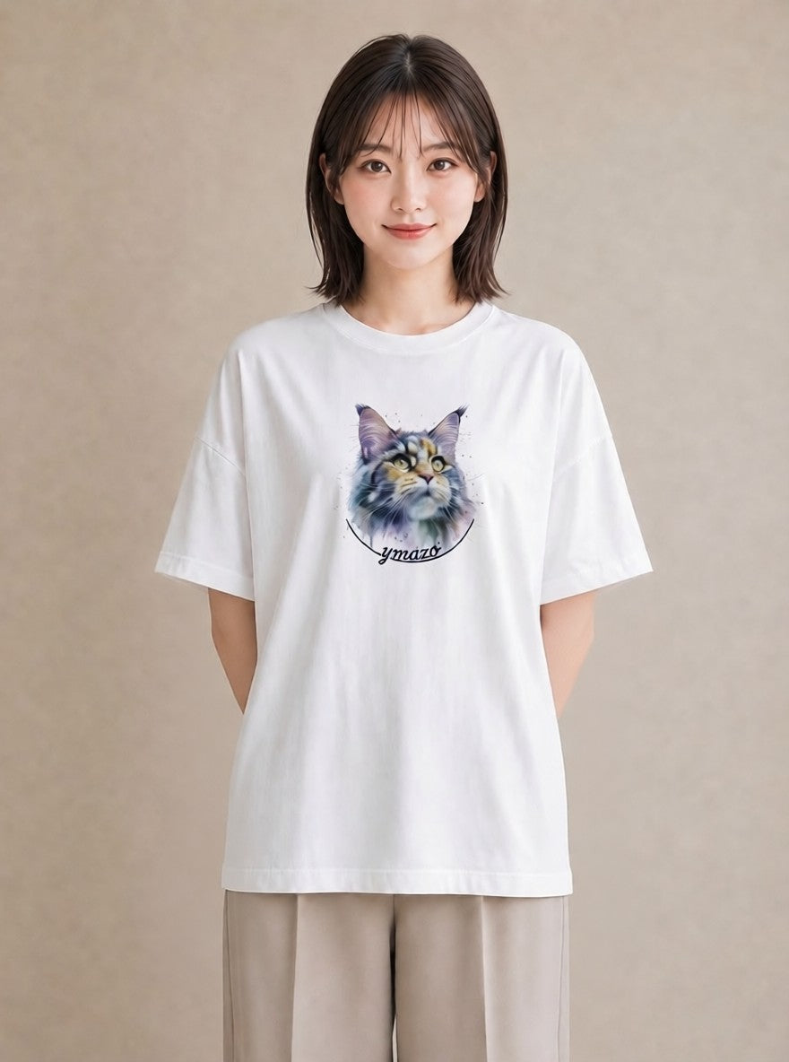 Tシャツ レディース ラグドール 猫 ねこ イラスト ミニマル 母娘コーデ 自分用 白T YMAZO