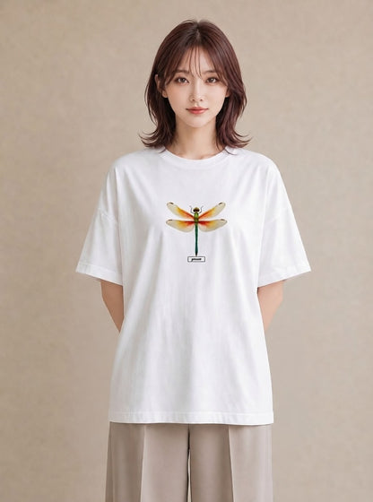 デザインTシャツ レディース とんぼ 昆虫 虫 イラスト ガーリー 普段着 週末コーデ 白T YMAZO