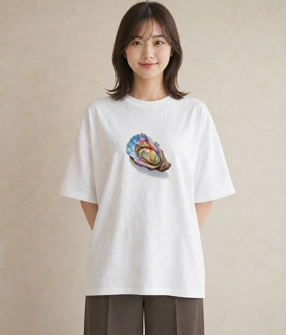Tシャツ レディース 貝 海の生き物 海 イラスト アート風 旅行用 白T YMAZO