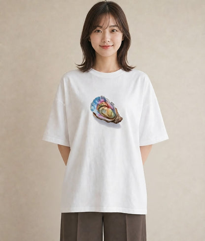Tシャツ レディース 貝 海の生き物 海 イラスト アート風 旅行用 白T YMAZO