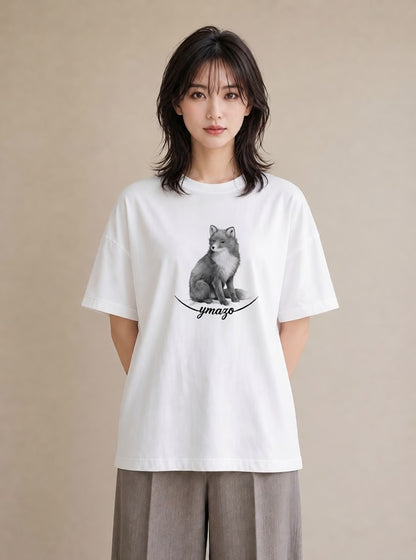 デザインTシャツ レディース たぬき 動物 アニマル イラスト 可愛い 部屋着 女性向けギフト 白T YMAZO