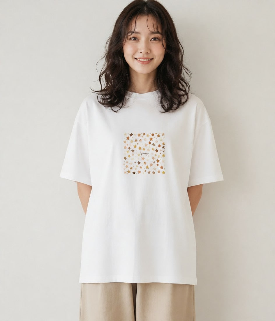 半袖Tシャツ レディース 天の川 星空 宇宙 イラスト ゆるかわ お出かけ 普段着 白T YMAZO
