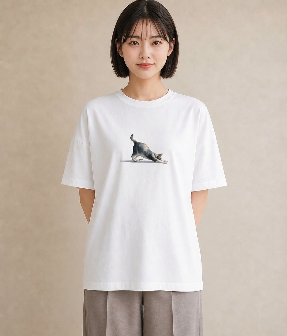 半袖Tシャツ レディース シャム柄 猫 ねこ イラスト ニュアンス 部屋着 女性向けギフト 白T YMAZO