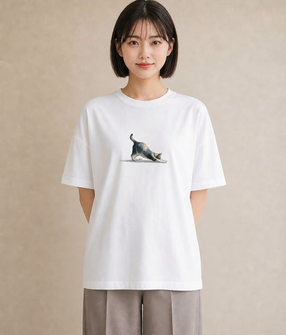 半袖Tシャツ レディース シャム柄 猫 ねこ イラスト ニュアンス 部屋着 女性向けギフト 白T YMAZO