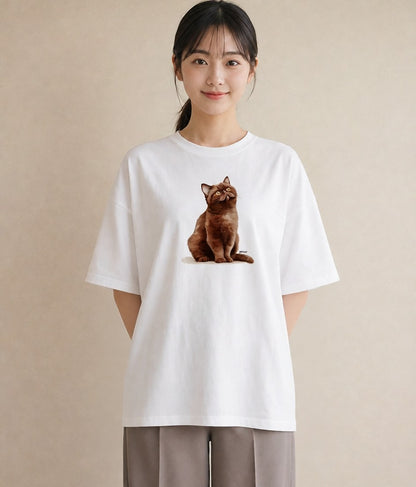Tシャツ レディース ソマリ 猫 ねこ イラスト 線画 レイヤード 友達ギフト 白T YMAZO
