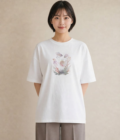 Tシャツ レディース くらげ クラゲ 海の生き物 海 イラスト こなれ感 週末コーデ 敬老の日 白T YMAZO