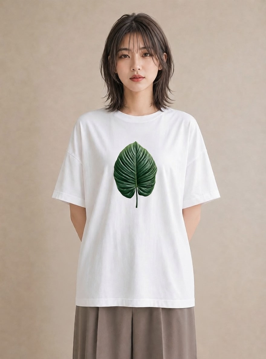 グラフィックTシャツ レディース モンステラ 植物 ボタニカル イラスト 手描き風 敬老の日 ホワイトデー 白T YMAZO