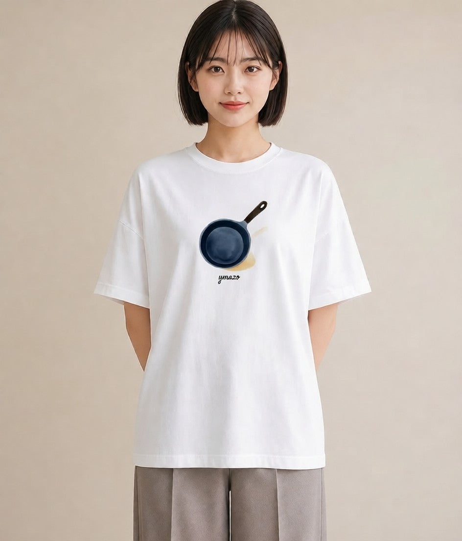 プリントTシャツ レディース 目玉焼き 食べ物 フード イラスト ミセス 春コーデ 白T YMAZO