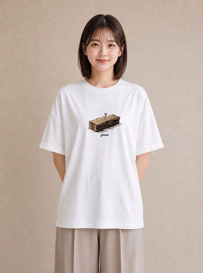 半袖Tシャツ レディース 桟橋 水辺 波止場 ナチュラル アンティーク イラスト 個性的 レイヤード 友達ギフト 白T YMAZO