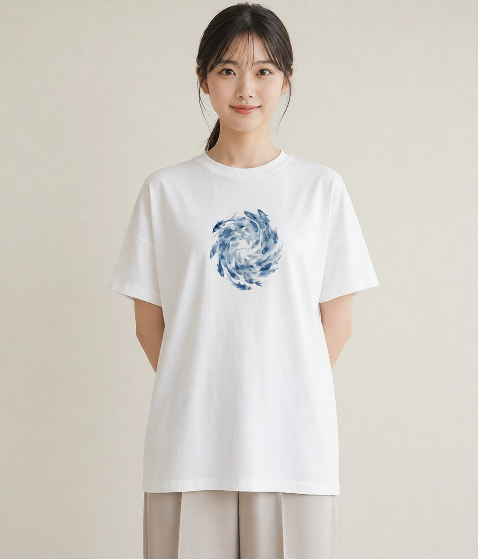 グラフィックTシャツ レディース 魚座 星空 宇宙 イラスト 可愛い 春服 ミセス 白T YMAZO