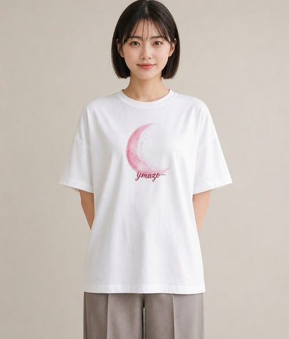 半袖Tシャツ レディース 三日月 星空 宇宙 イラスト ミニマル 送別ギフト 通勤 白T YMAZO