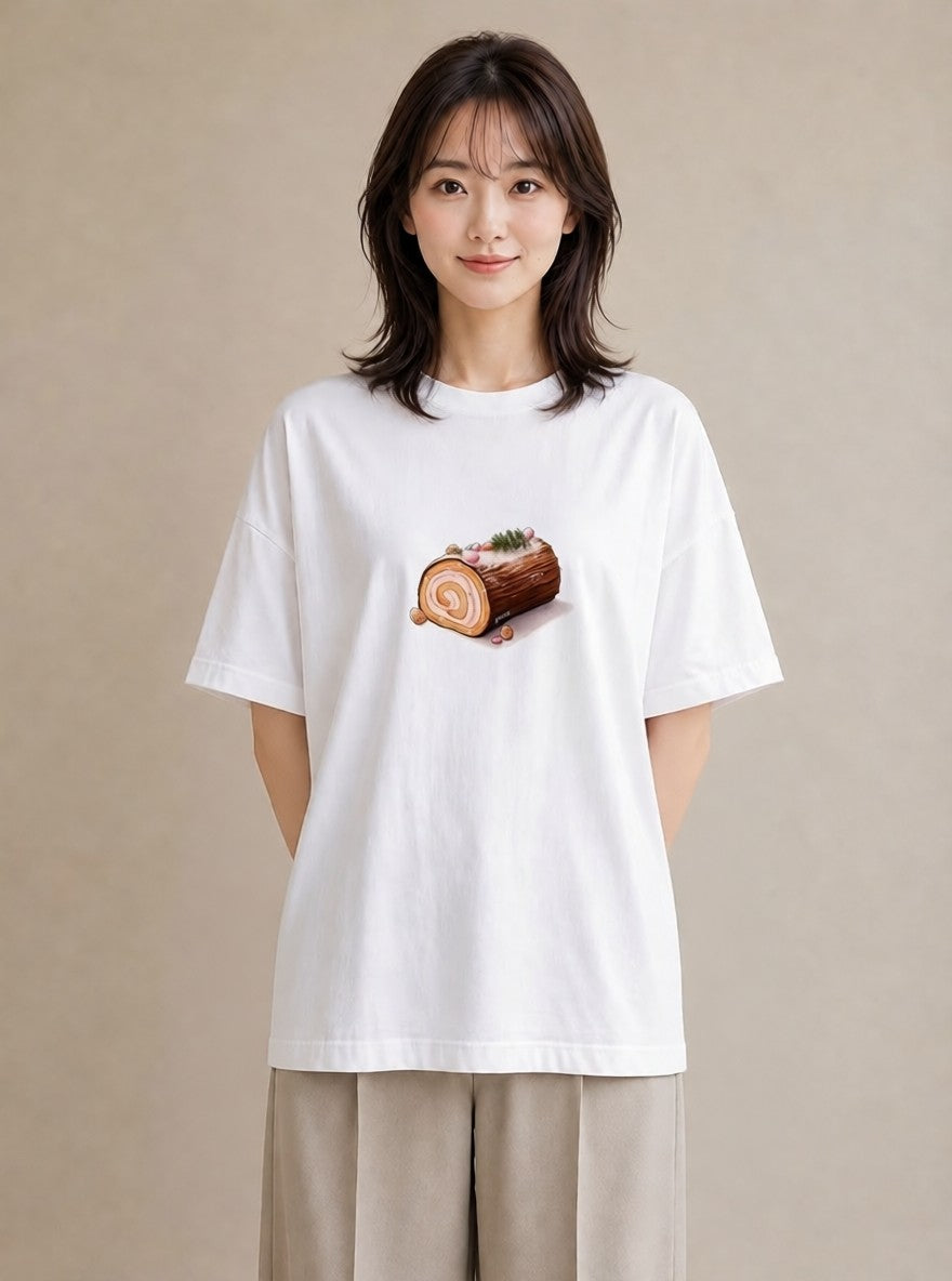 半袖Tシャツ レディース チョコ 食べ物 フード イラスト ポップ 散歩 お出かけ 白T YMAZO