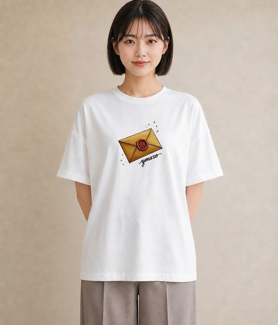 Tシャツ レディース 封蝋 手紙 アンティーク ナチュラル イラスト ギフト 母の日 白T YMAZO