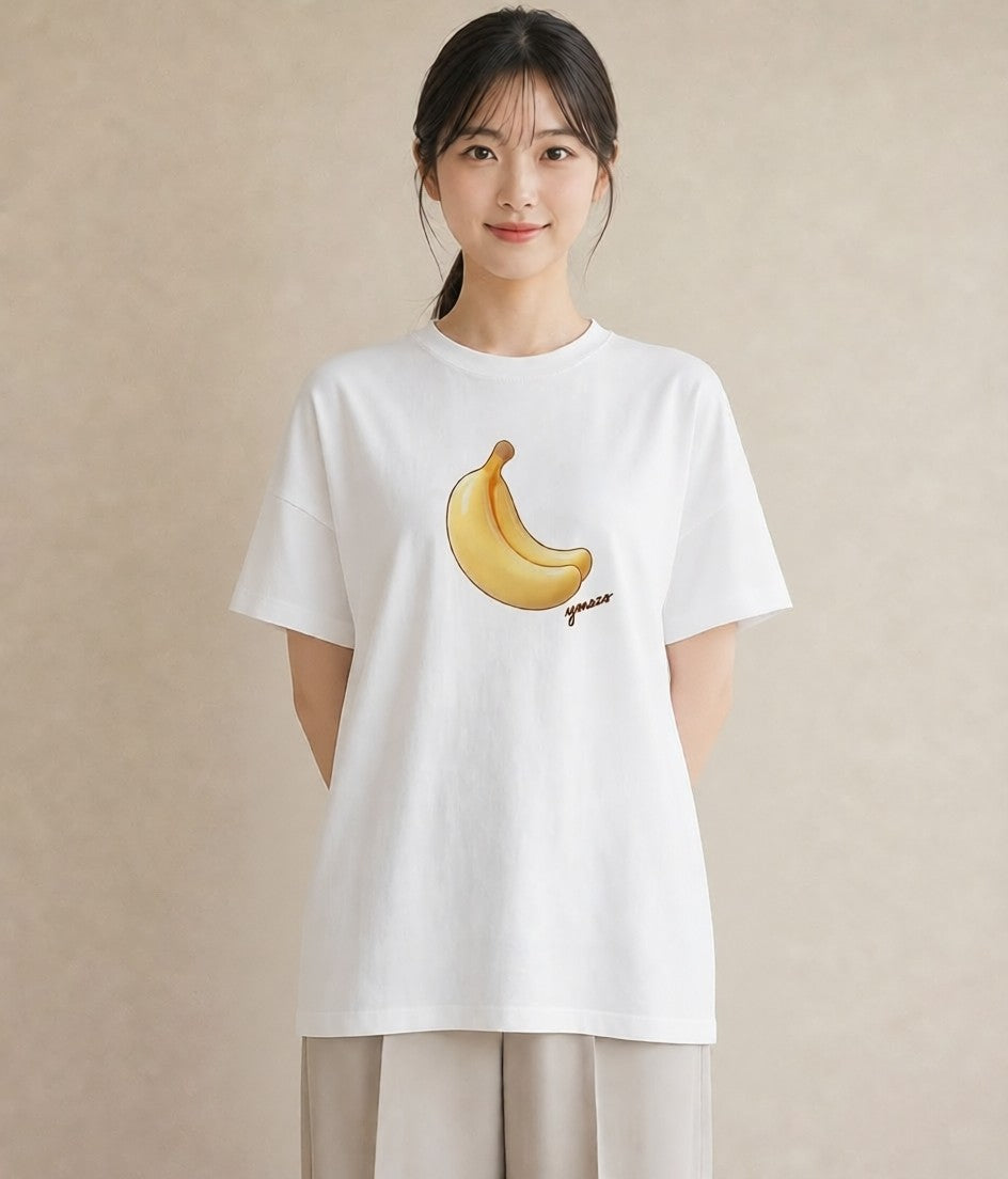 デザインTシャツ レディース バナナ 食べ物 フード イラスト 休日コーデ 旅行 母娘コーデ 白T YMAZO
