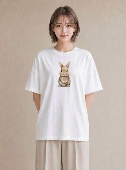 Tシャツ レディース ロップイヤー ペット 動物 イラスト アート風 女性 旅行用 白T YMAZO