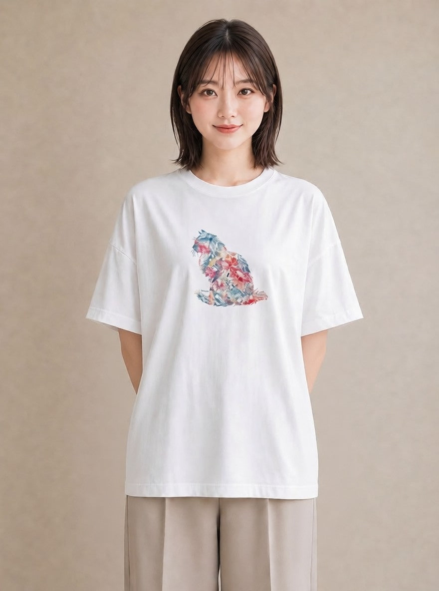 デザインTシャツ レディース 猫の手 猫 ねこ イラスト ラフ 女子会 お揃い 白T YMAZO