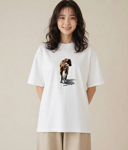 Tシャツ レディース 老犬 犬 いぬ イラスト ニュアンス デイリーウェア 休日 白T YMAZO