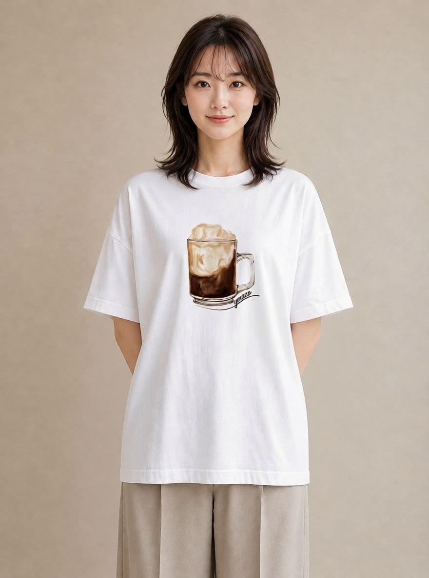 グラフィックTシャツ レディース カフェラテ 食べ物 フード イラスト 北欧風 姉妹 送別ギフト 白T YMAZO