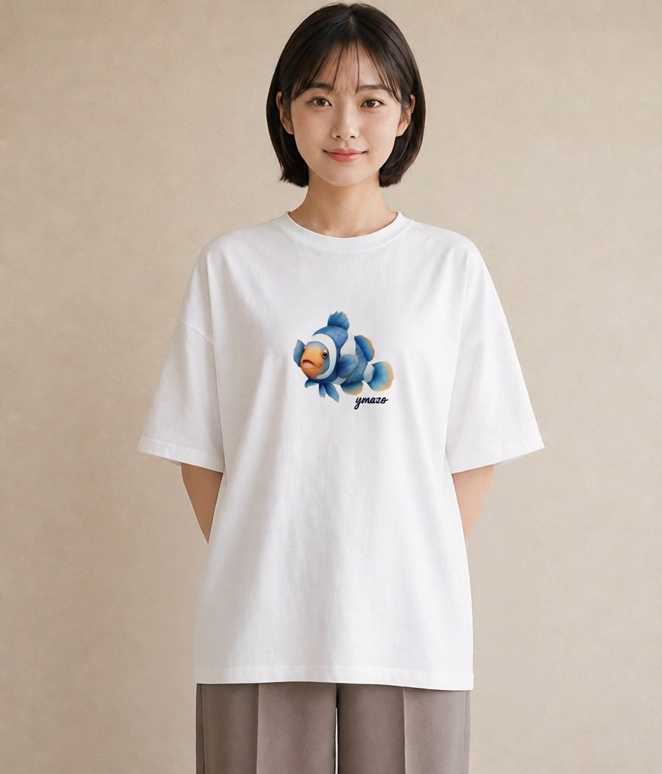 プリントTシャツ レディース 金魚 ペット 動物 イラスト ポップ 敬老の日 ホワイトデー 白T YMAZO
