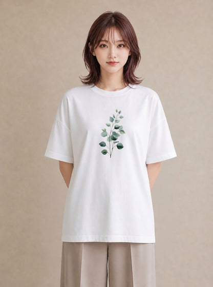 半袖Tシャツ レディース つる 植物 ボタニカル イラスト 普段使い 旅行 母娘コーデ 白T YMAZO