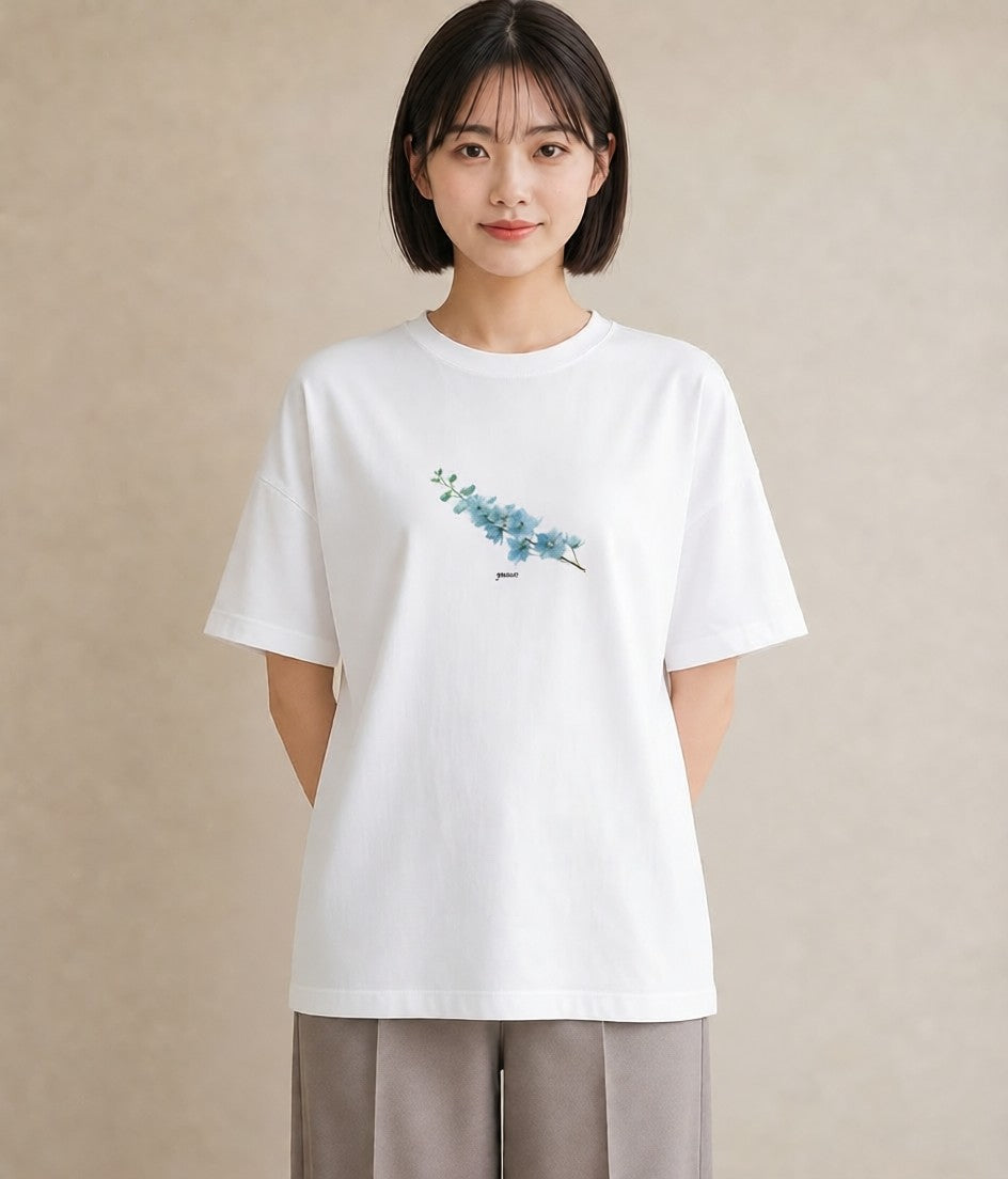 半袖Tシャツ レディース ポスト 野の花 レトロ ナチュラル アンティーク イラスト 淡色 敬老の日 ホワイトデー 白T YMAZO