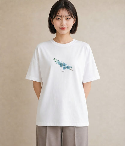 半袖Tシャツ レディース ポスト 野の花 レトロ ナチュラル アンティーク イラスト 淡色 敬老の日 ホワイトデー 白T YMAZO
