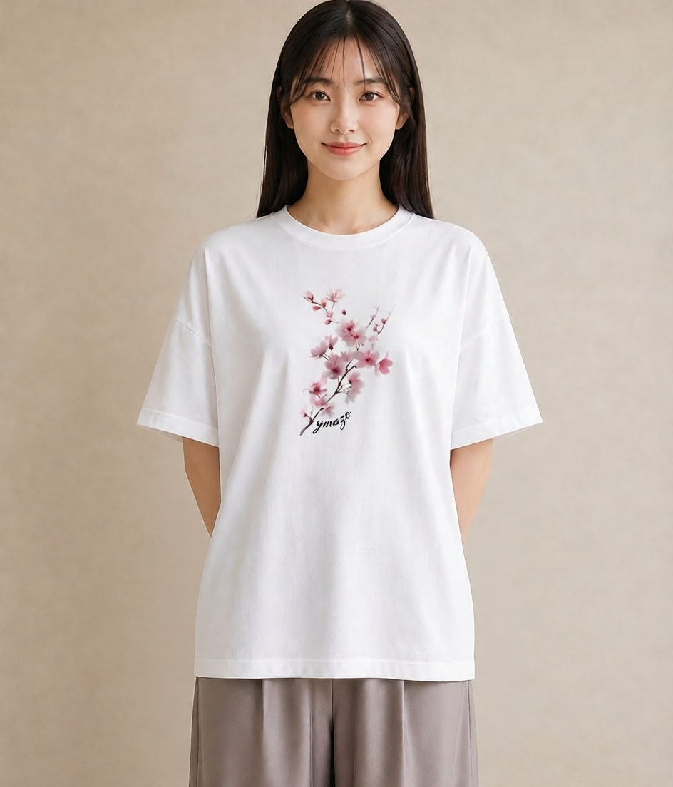 デザインTシャツ レディース さくら 桜 サクラ 花 花柄 イラスト レトロ 在宅 公園 白T