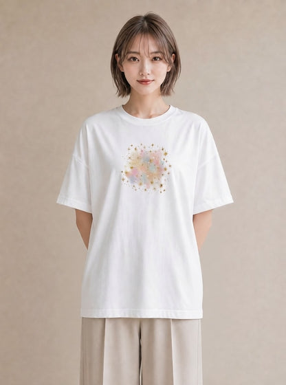 プリントTシャツ レディース 牡羊座 星空 宇宙 イラスト ニュアンス 母娘コーデ 自分用 白T YMAZO