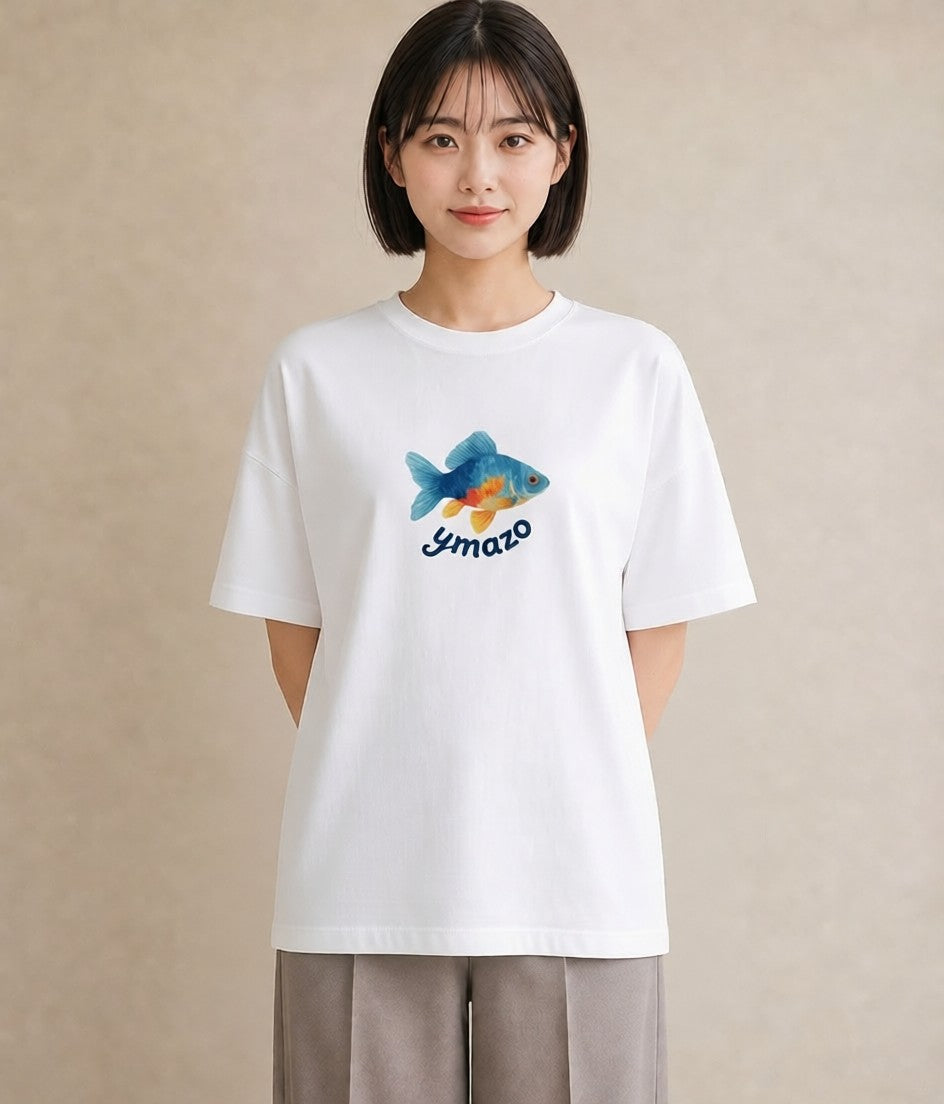 プリントTシャツ レディース 熱帯魚 海の生き物 海 イラスト シック カフェ巡り 女子会 白T YMAZO