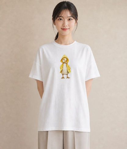 グラフィックTシャツ レディース アヒル 動物 アニマル イラスト 普段使い お揃い 親子 白T YMAZO