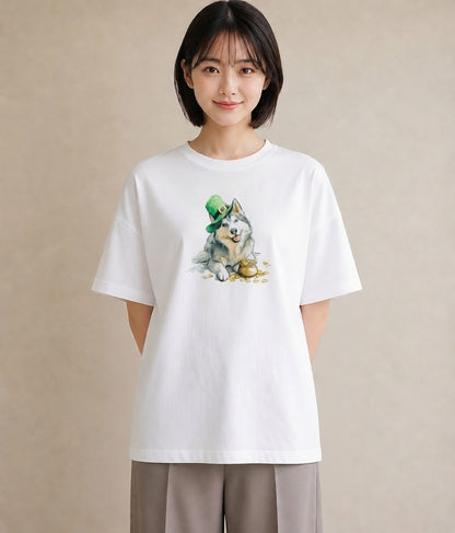 プリントTシャツ レディース シベリアンハスキー 犬 いぬ イラスト レイヤード 友達ギフト 白T YMAZO