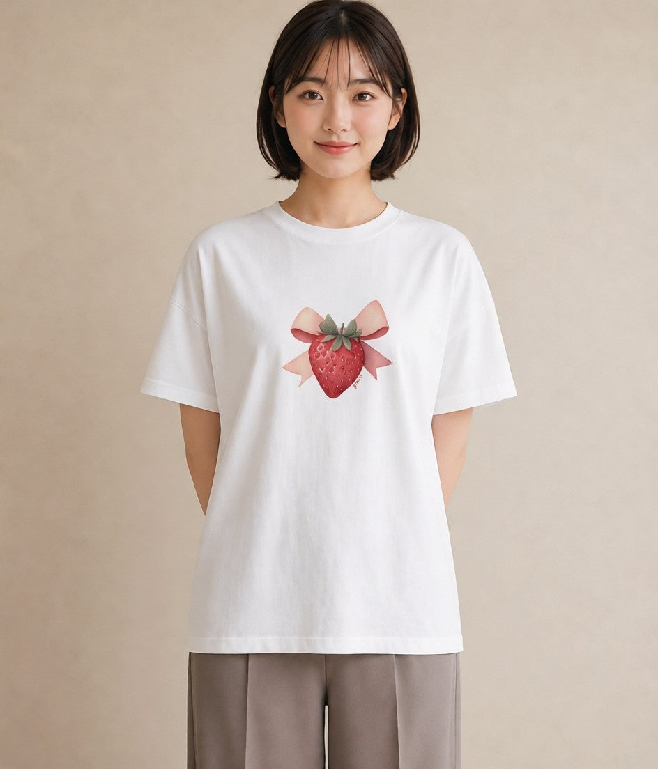 プリントTシャツ レディース ショートケーキ 食べ物 フード イラスト 可愛い 春コーデ 姉妹 白T YMAZO