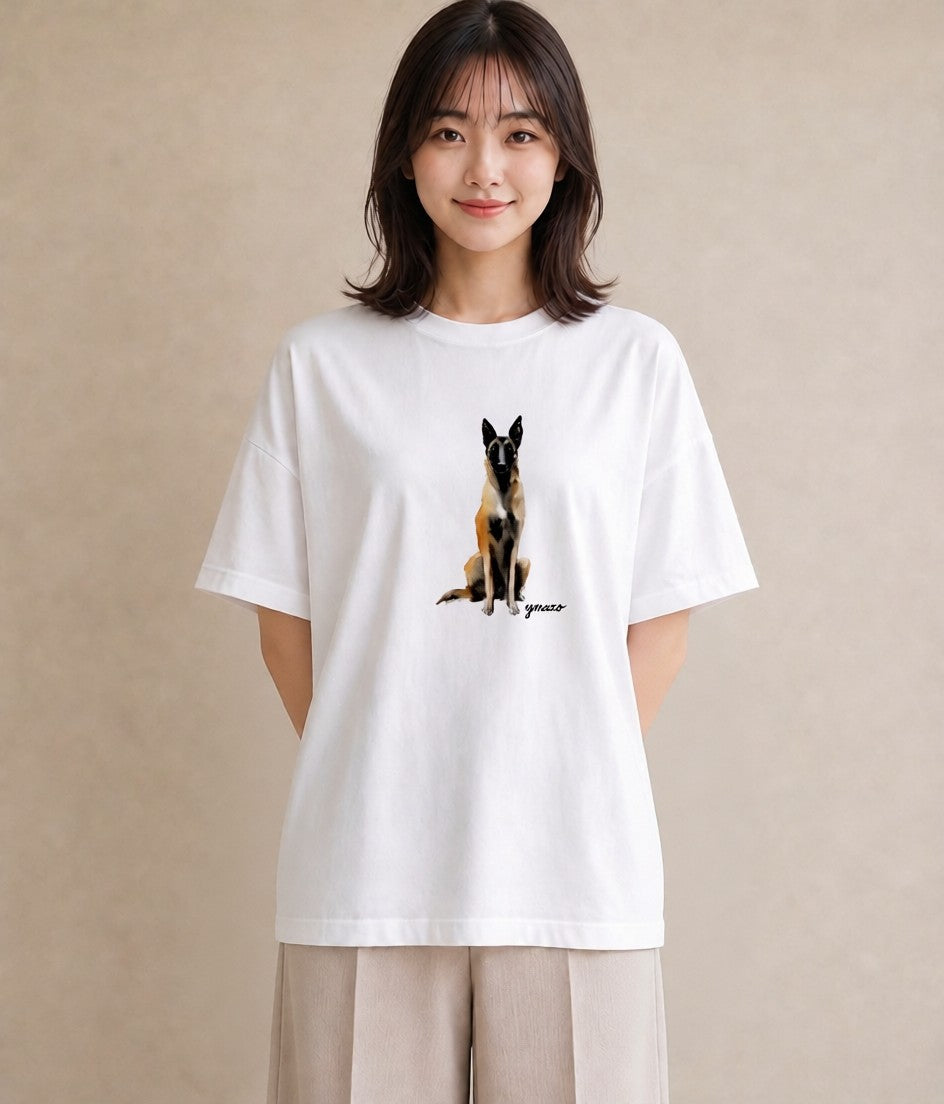 グラフィックTシャツ レディース ジャーマンシェパード 犬 いぬ イラスト 手描き風 ホワイトデー 春服 白T YMAZO