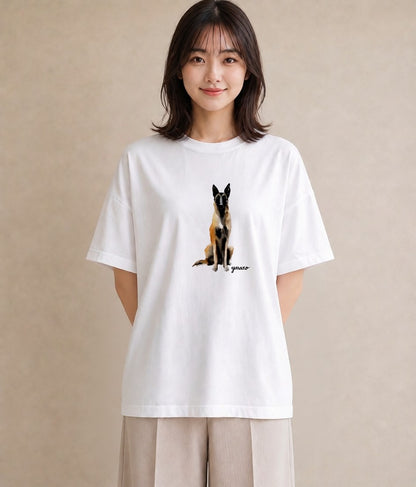 グラフィックTシャツ レディース ジャーマンシェパード 犬 いぬ イラスト 手描き風 ホワイトデー 春服 白T YMAZO