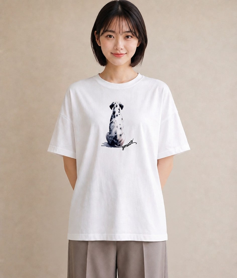 Tシャツ レディース ダルメシアン 犬 いぬ イラスト 休日コーデ 社会人 女性 白T YMAZO