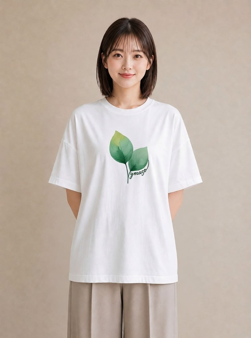 半袖Tシャツ レディース つる 植物 ボタニカル イラスト カフェコーデ 通勤 在宅 白T YMAZO