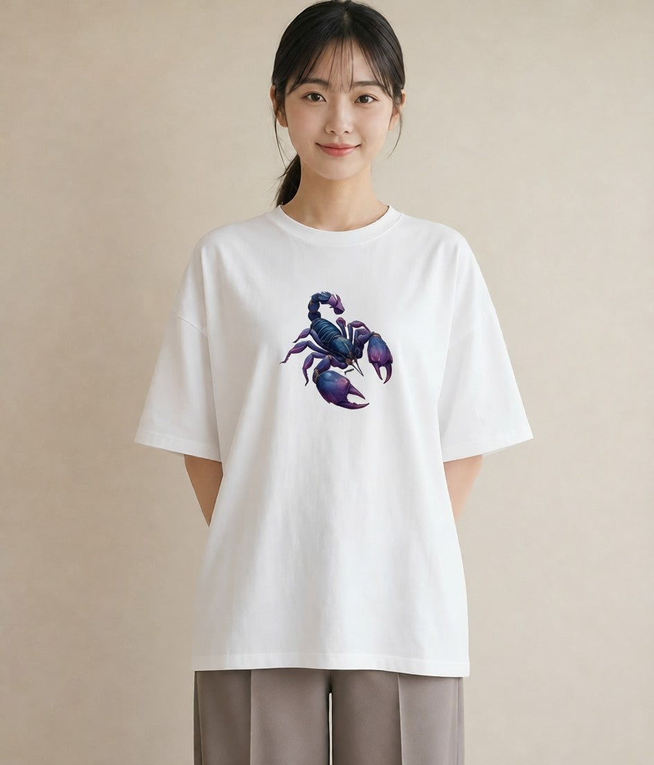 グラフィックTシャツ レディース 蠍座 星空 宇宙 イラスト 旅行コーデ 誕生日プレゼント 綿100 白T YMAZO