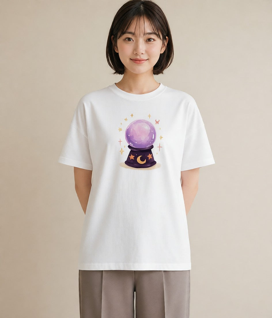 デザインTシャツ レディース 蟹座 星空 宇宙 イラスト 個性的 ビーチ デイリーウェア 白T YMAZO