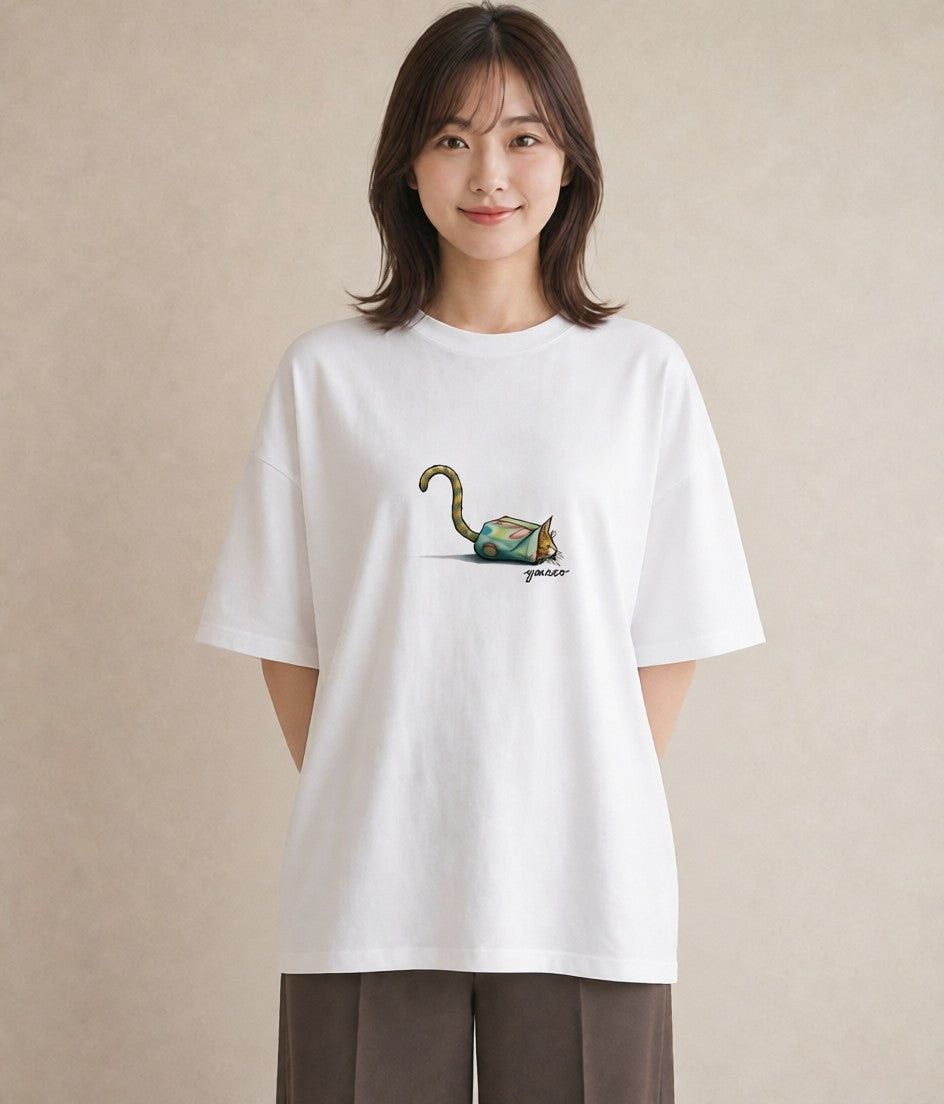 半袖Tシャツ レディース 猫好き 猫 ねこ イラスト レトロ ミセス 春コーデ 白T YMAZO