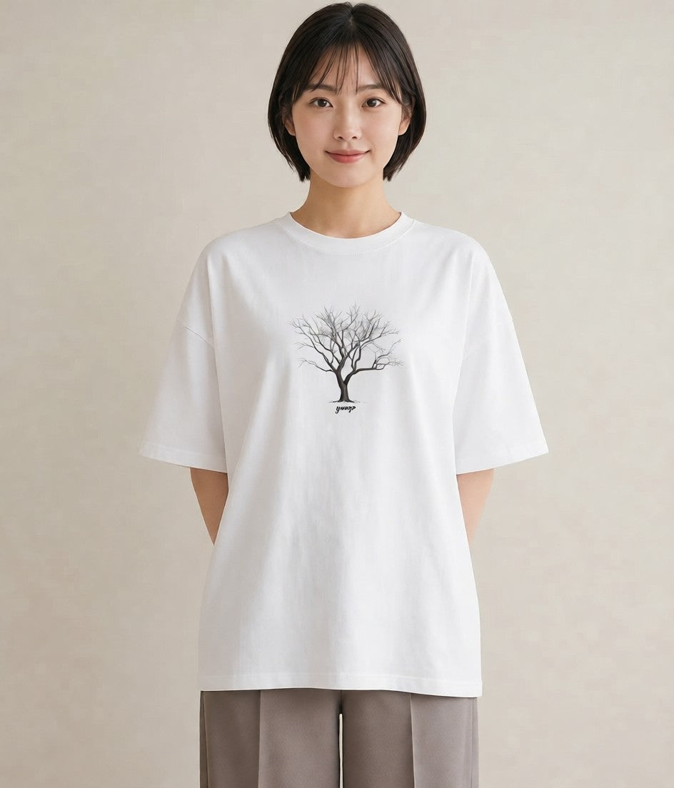 プリントTシャツ レディース 青の水彩 風景 ブルー ナチュラル アンティーク イラスト こなれ感 おしゃれギフト 社会人 白T YMAZO