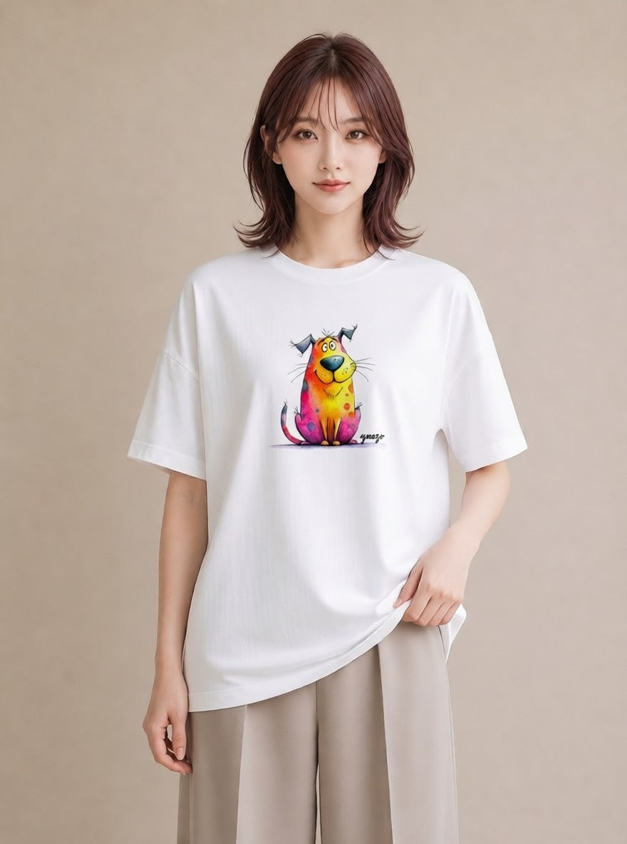 プリントTシャツ レディース 猫の手 猫 ねこ イラスト ポップ ママ カフェ服 白T YMAZO