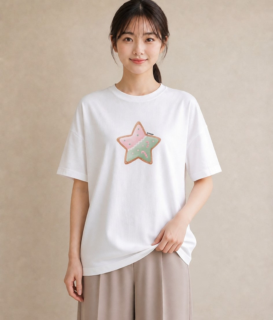 デザインTシャツ レディース 星 星空 宇宙 イラスト ガーリー 女性 旅行用 白T YMAZO