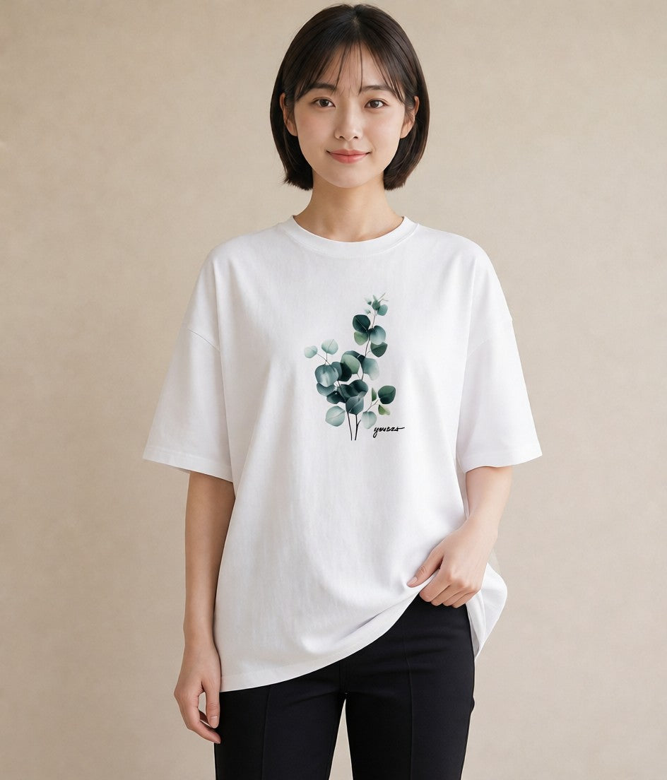 デザインTシャツ レディース 夕暮れ バルコニー 夕焼け ナチュラル アンティーク イラスト ミニマル 帰省 ラフ 白T YMAZO