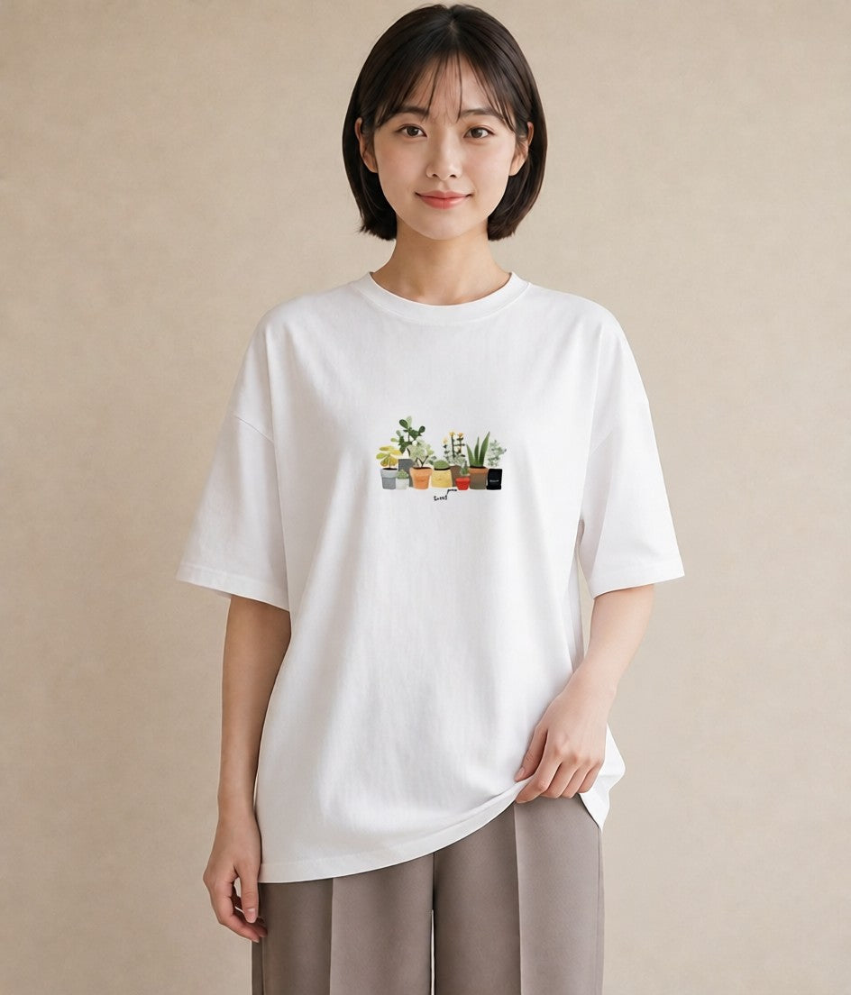 グラフィックTシャツ レディース 窓辺の雨 雨の日 窓 ナチュラル アンティーク イラスト フェミニン 20代 カジュアルコーデ 白T YMAZO