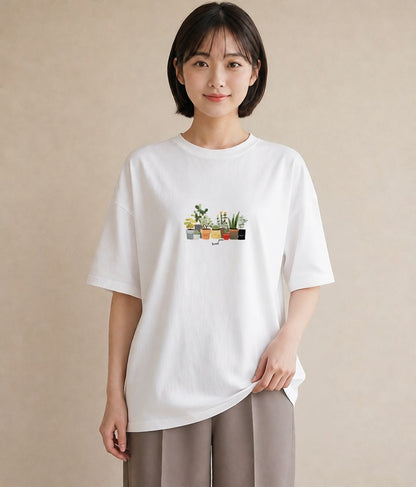 グラフィックTシャツ レディース 窓辺の雨 雨の日 窓 ナチュラル アンティーク イラスト フェミニン 20代 カジュアルコーデ 白T YMAZO