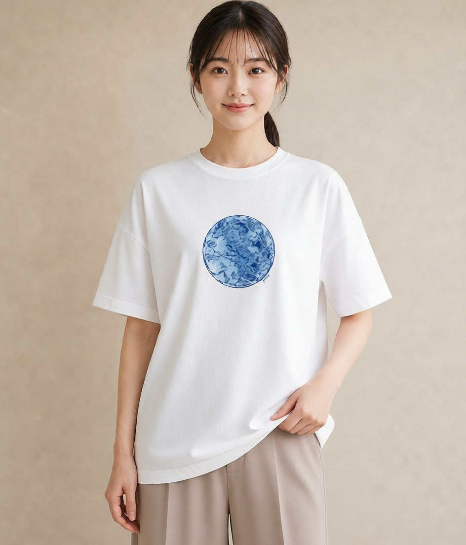 デザインTシャツ レディース オーロラ 星空 宇宙 イラスト 韓国風 ルームウェア ギフト 白T YMAZO