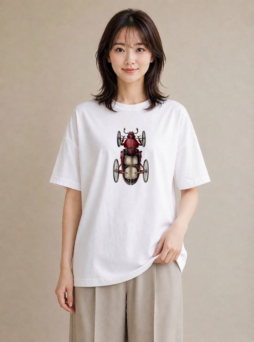 グラフィックTシャツ レディース ダンゴムシ 昆虫 虫 イラスト きれいめ ビーチ デイリーウェア 白T YMAZO