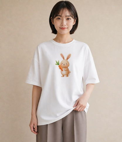 Tシャツ レディース うさちゃん ペット 動物 イラスト おしゃれギフト 社会人 白T YMAZO
